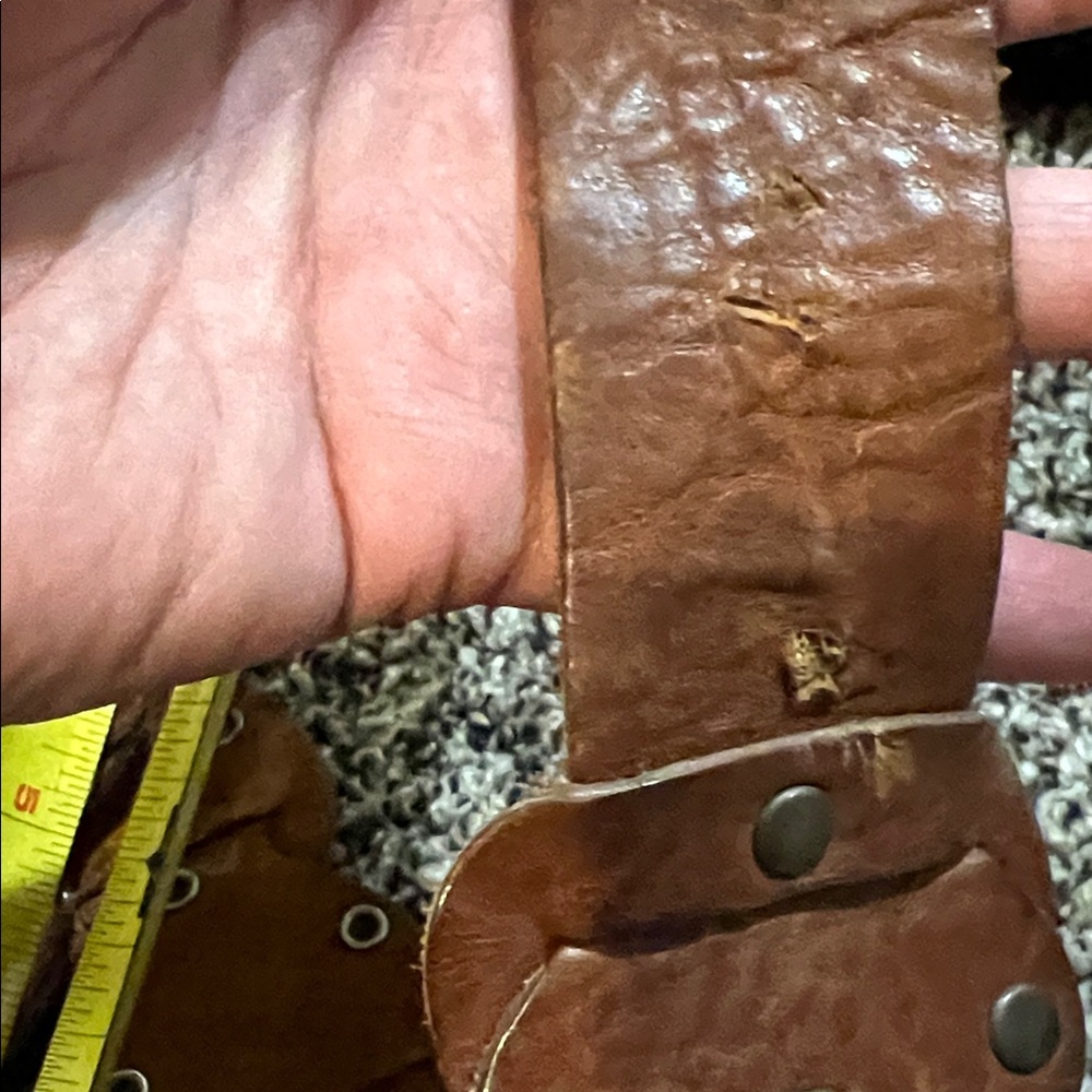 Free people Brown Leather Belt with blue crystal Accents tip to tip apx 46.25 - Picture 3 of 3